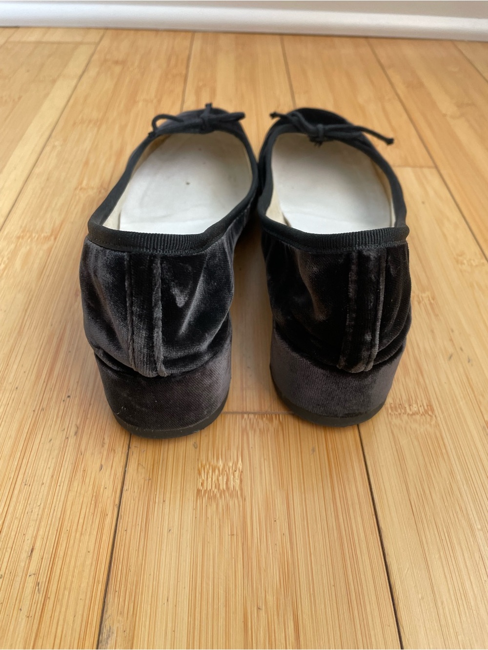 Repetto Black Velvet Ballet Flats with Bow - Picture 6 of 9